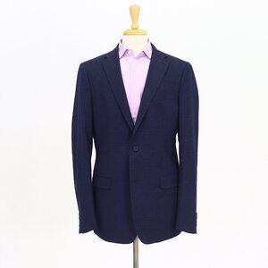 Calvin Klein 44L Blue Blazer Sport Coat Jacket 2-Button Solid Y042